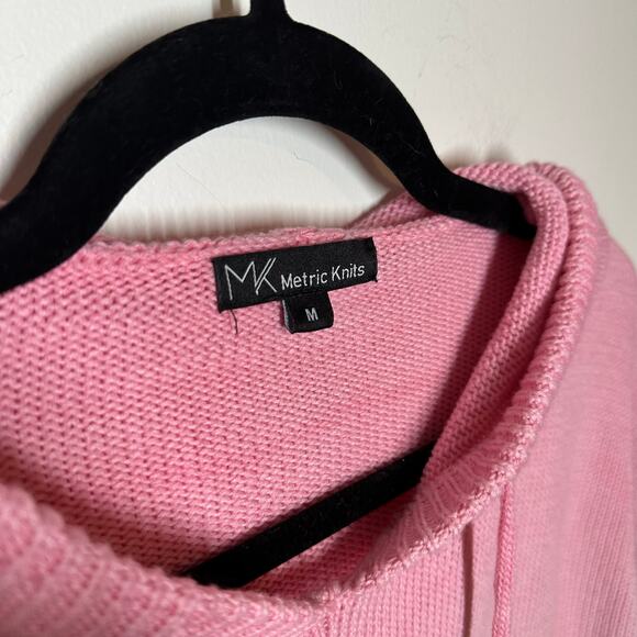 Metric Knits Pink White Yellow Tie Dye Ombre Knit Hoodie Pullover Size Medium - Picture 4 of 9